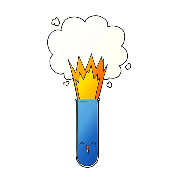 Cartoon Exploding Chemicals Test Tube — Stock Vector