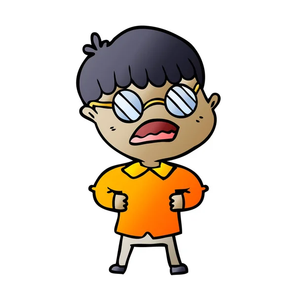 Αγόρι Καρτούν Φορώντας Γυαλιά — Διανυσματικό Αρχείο
