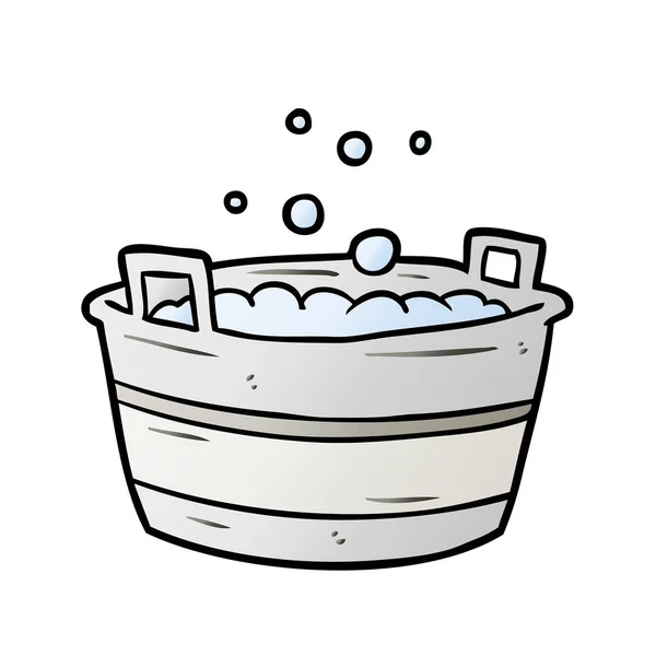 Cartoon Alte Zinnwanne Voller Wasser — Stockvektor