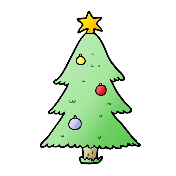 Vector Illustratie Van Cartoon Kerstboom — Stockvector