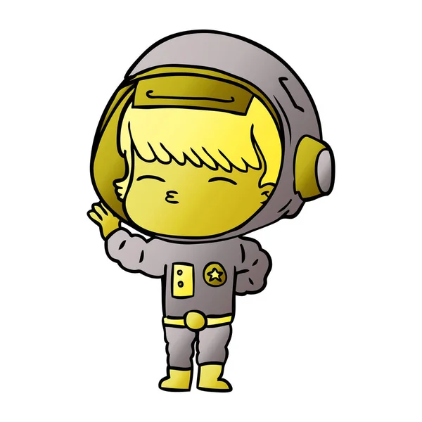 Vectorillustratie Van Cartoon Nieuwsgierig Astronaut — Stockvector