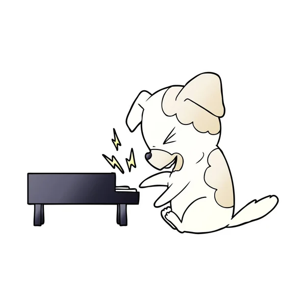 Tecknad Hund Skakar Piano — Stock vektor