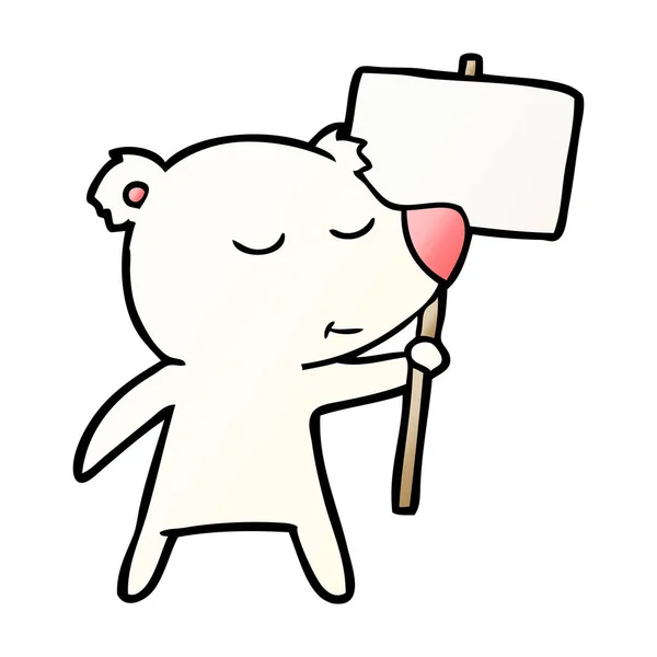 Щасливий Мультяшний Полярний Ведмідь Знаком — стоковий вектор