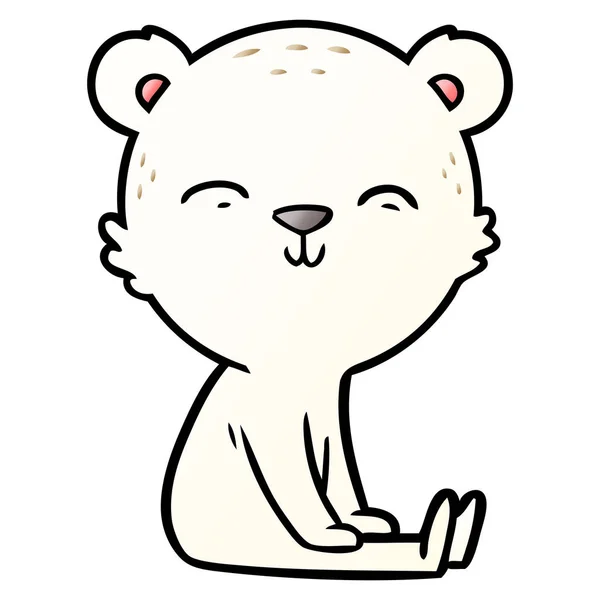 Felice Cartone Animato Orso Polare Seduto — Vettoriale Stock