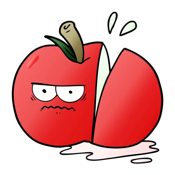 Kreskówka Zły Pokrojone Jabłko — Wektor stockowy