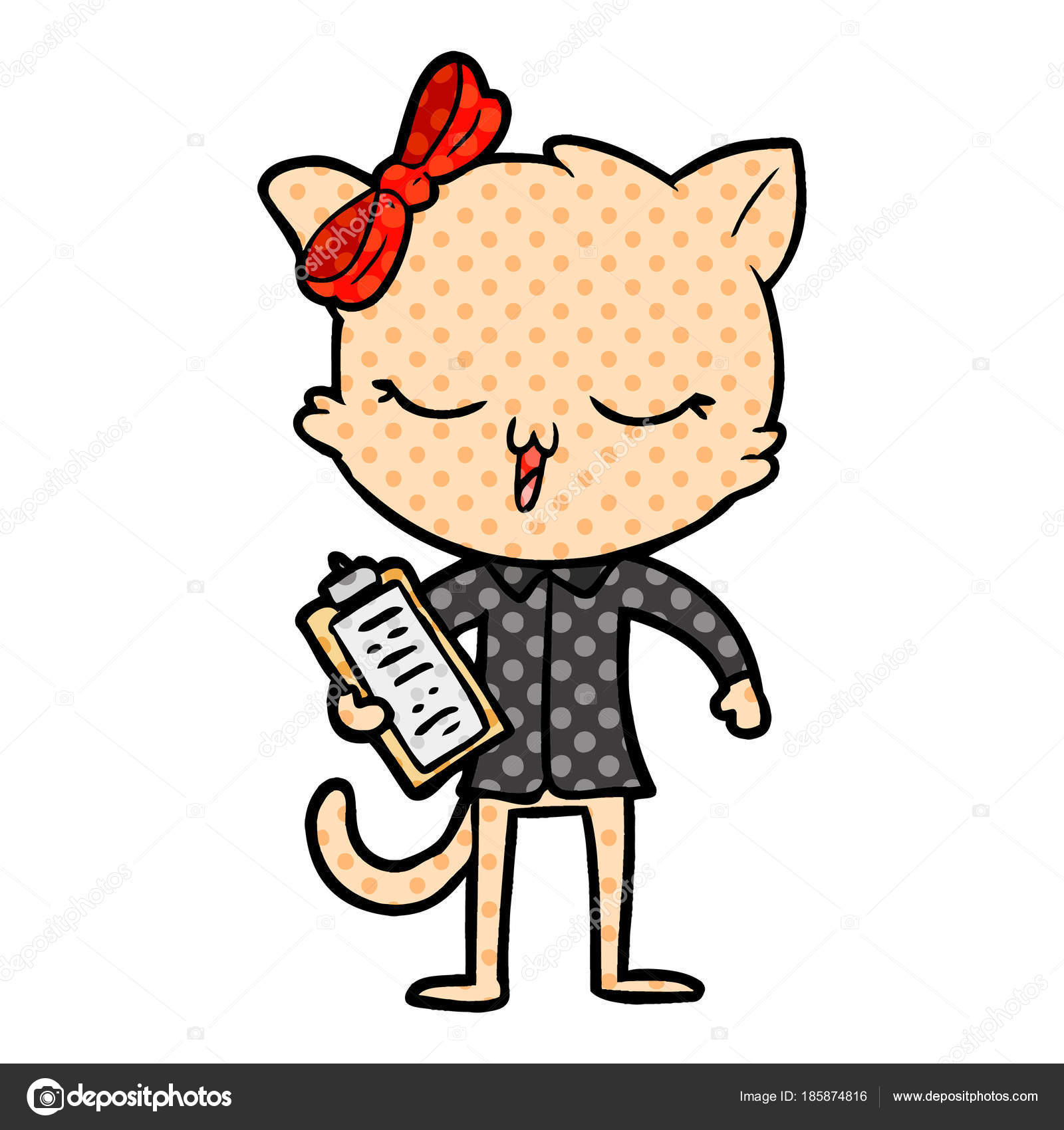 Chat Dessin Animé Avec Archet Sur Tête Image Vectorielle