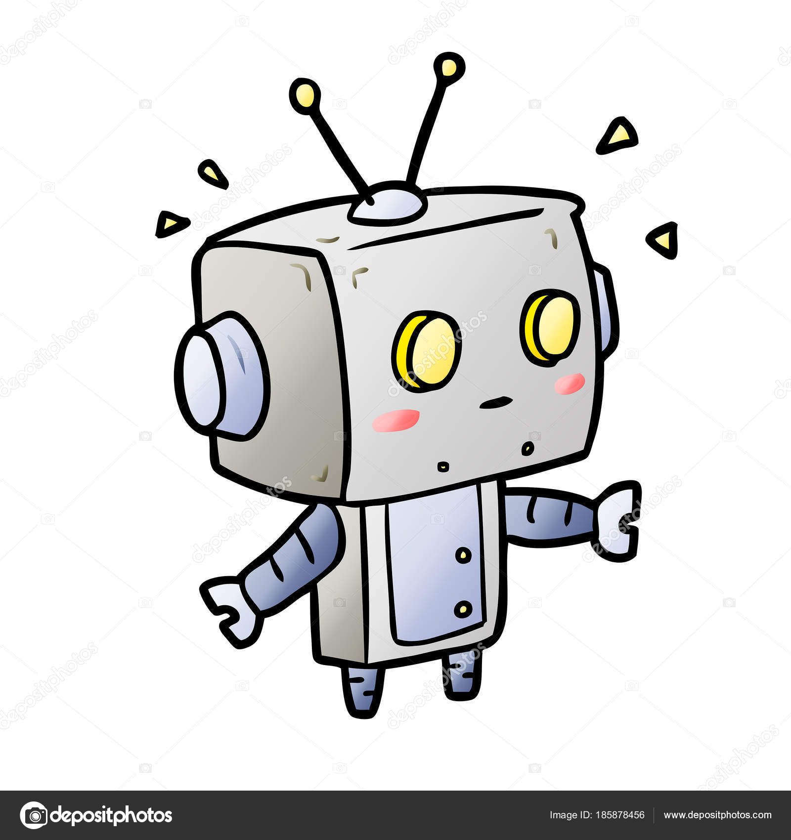 Cartoon Surprised Robot Stock Vector by ©lineartestpilot 185878456