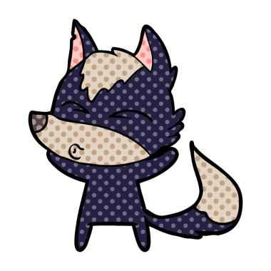 vektör çizim karikatür kurt ıslık