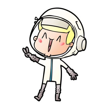 mutlu karikatür astronot vektör çizim
