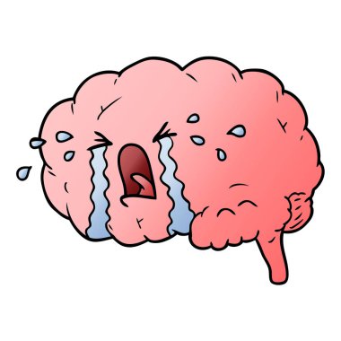 vektör çizim karikatür beyin ağlama
