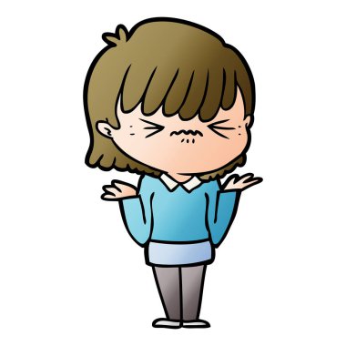 rahatsız çizgi film kız vektör çizim