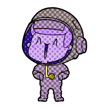 mutlu karikatür astronot vektör çizim