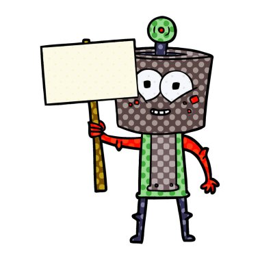 mutlu karikatür robot vektör çizim