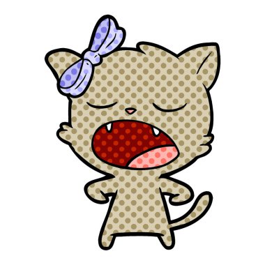 vektör çizim karikatür esneme kedi