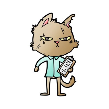 Pano ile zor karikatür kedi