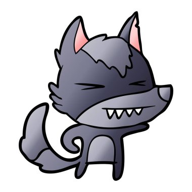 vektör çizim öfkeli wolf çizgi film