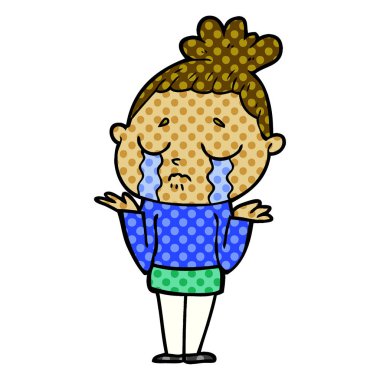 vektör çizim karikatür ağlayan kadın