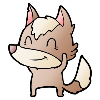 vektör çizim dostu karikatür kurt