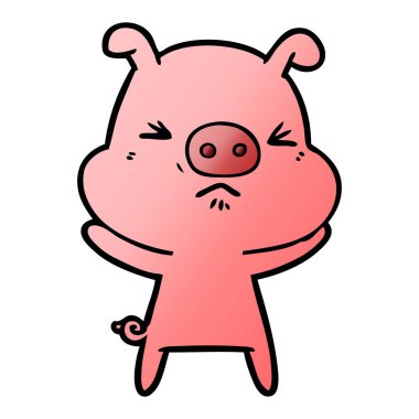 vektör çizim karikatür kızgın domuz