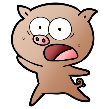 vektör çizim karikatür domuz bağırarak