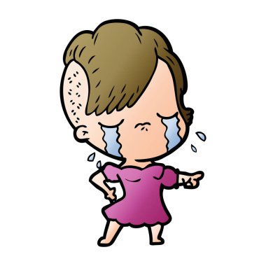 Ağlayan kızın vektör çizimi