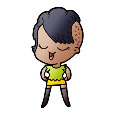 mutlu çizgi film kız vektör çizim