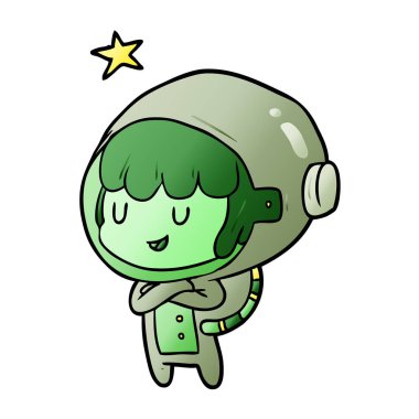 çizgi film kadın gelecekteki astronot uzay giysisi içinde