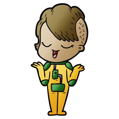 uzay giysisi mutlu çizgi film kız