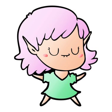 mutlu karikatür elf kızı