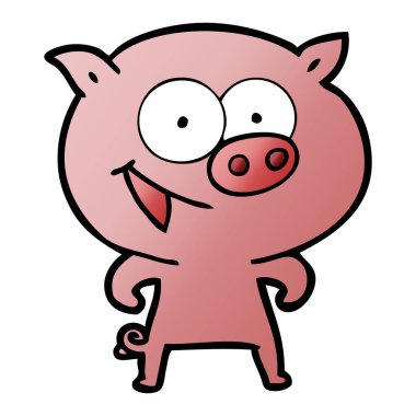 neşeli domuz karikatür vektör çizim