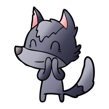 vektör çizim dostu karikatür kurt