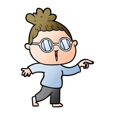 Çizgi filmdeki gözlüklü kadın.