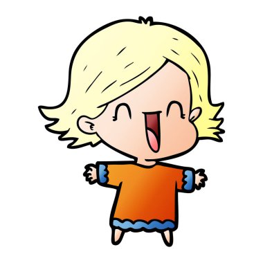 vektör çizim karikatür mutlu kadın