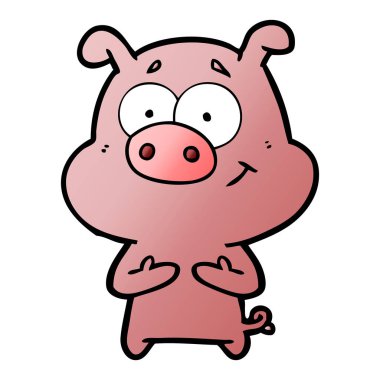 mutlu karikatür domuz vektör çizim