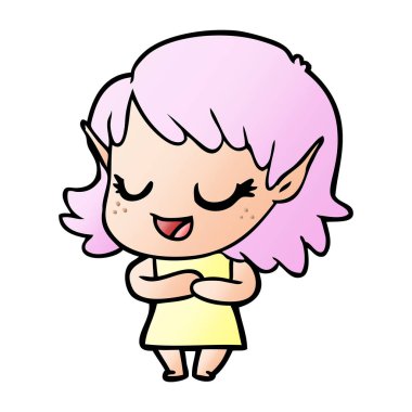 mutlu karikatür elf kızı