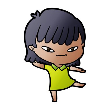 Çizgi filmdeki kadının vektör çizimi