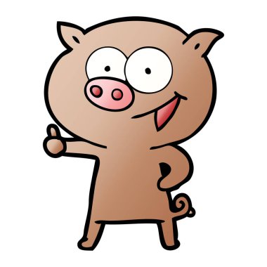 neşeli domuz karikatür vektör çizim