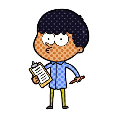 Not alma karikatür meraklı çocuk