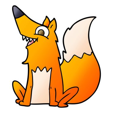 Vektör çizim karikatür mutlu Fox