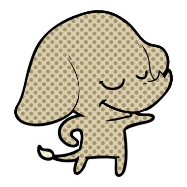 vektör çizim karikatür fil gülümseyen