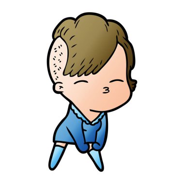 çizgi film kız gözlerini kısarak vektör çizim