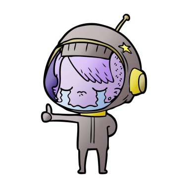 çizgi film ağlayan astronot kız işareti Yaşasın yapma