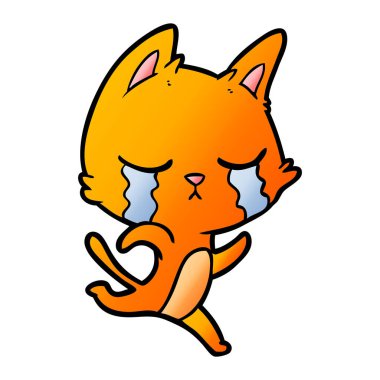 vektör çizim karikatür kedi ağlama