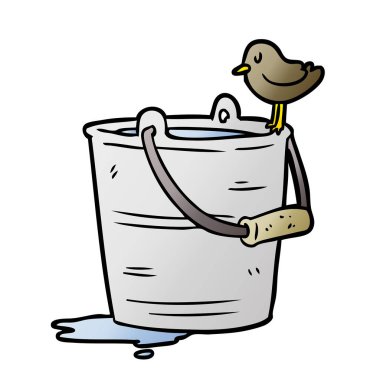 karikatür kuş su kova içine arıyorum