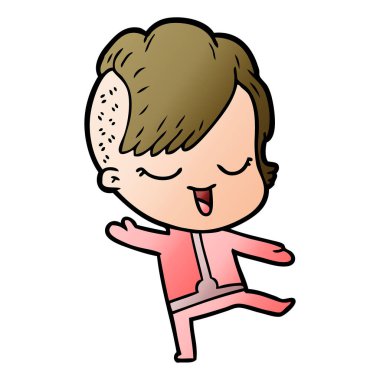 mutlu çizgi film kız vektör çizim