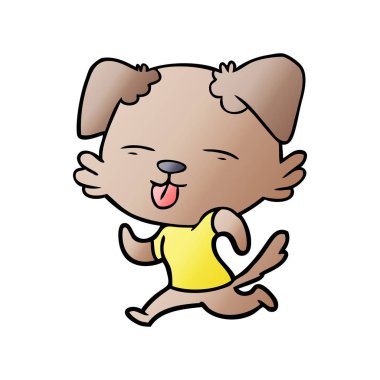 karikatür çalışan köpek dilini