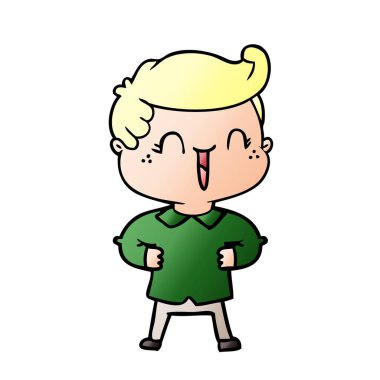 kalça elleri ile gülen çocuk çizgi film