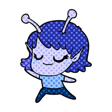 gülümseyen uzaylı kız çizgi film