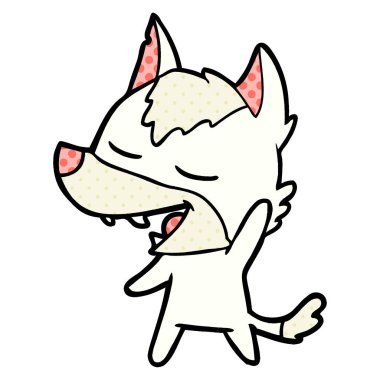 vektör çizim karikatür kurt gülen