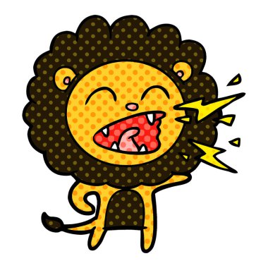 vektör çizim karikatür kükreyen aslan